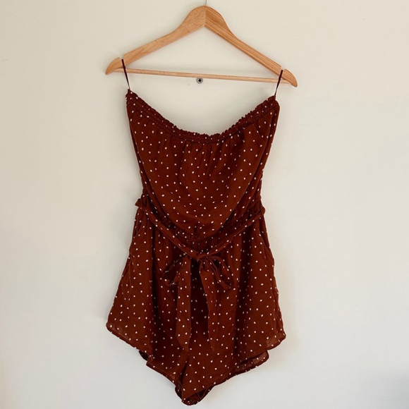 Abercrombie & Fitch Pants - Abercrombie & Fitch - all in one cotton romper - brown/cream polka dot - XL